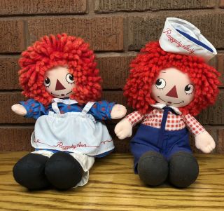Rare Vintage 1986 Raggedy Ann & Andy Musical Wind Up Dolls Applause Brand Toys