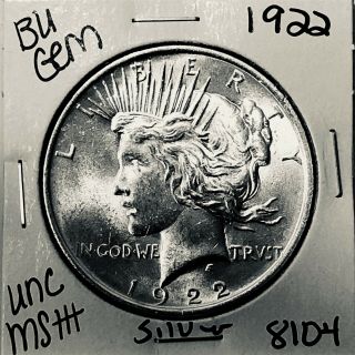 1922 P Bu Gem Peace Silver Dollar Unc Ms,  U.  S.  Rare Coin 8104