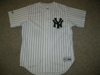 York Yankees Majestic Mlb Baseball Jersey L Team Sewn Rare White Authentic