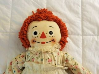 Rare Large Vintage Knickerbocker Raggedy Ann Doll Yarn Red Hair 25 "