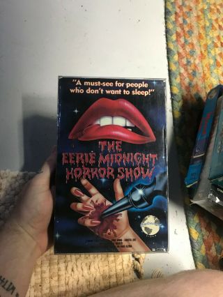 Errie Midnight Horror Show Horror Sov Slasher Rare Oop Vhs Big Box Slip