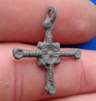 Ancient Bronze Cross 9th To The Mid - 13th Century.  Very Rare