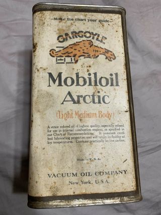 Vintage Early Mobil Arctic Gargoyle Oil Can 1 Gallon 1920s Rare