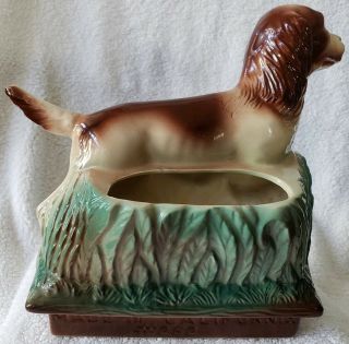 Vtg Mid - Century 1950’s Pottery Art Pointer Hunting Bird Dog Planter Vase,  Rare