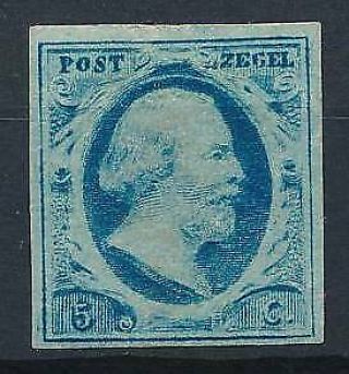 [2261] Netherlands 1852 Rare Stamp Very Fine Mh Value $700.  Blue
