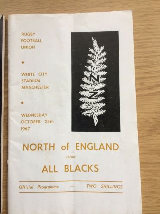 2 RARE NORTH ENGLAND & NW COUNTIES V NZ ALL BLACKS RUGBY PROGRAMMES 1954 & 1967 4