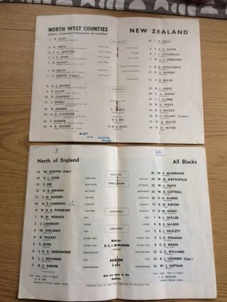 2 RARE NORTH ENGLAND & NW COUNTIES V NZ ALL BLACKS RUGBY PROGRAMMES 1954 & 1967 5