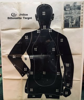 Rare Vintage Quantico Qualifiying Fbi Shooting Target Training Poster,  Signed
