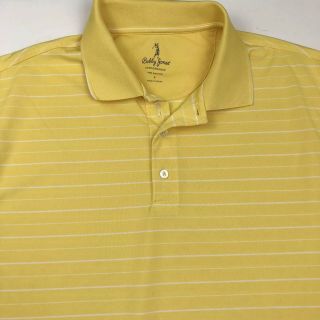 Bobby Jones Performance Mens Golf Polo Shirt Sz L Yellow Striped Rarely Worn
