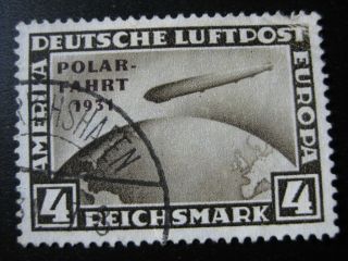 Deutsches Reich Mi.  458 Rare Zeppelin Polarfahrt Stamp Cv $1,  080.  00