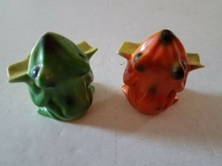 Two Rare Occupied Japan Frog Orange Green Ash Trays