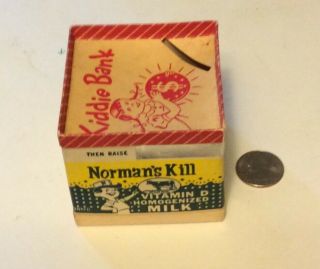 Very Rare Normans Kill Dairy Milk Box Container Kiddie Bank Albany Ny