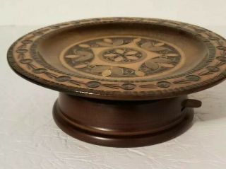 Vtg Rare Rotating Music Box Wooden Plate Plays Edelweiss Cuendet Swiss Stahli