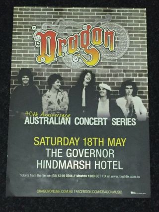 Dragon: Rare Aussie/oz A3 Size Promo Tour/concert/gig Poster