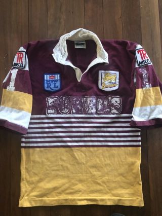 Rare Vintage 1991 Nswrl Brisbane Broncos Tr Auscel Sponsored Rugby League Jersey