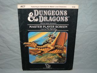 D&d 1st Ed Accessory - Ac7 Master Player Screen (rare With The Spindle & Vg, )