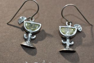 Rare SILPADA W0682 925 Sterling Silver Salt & Lime Margarita Glass Earrings HTF 3