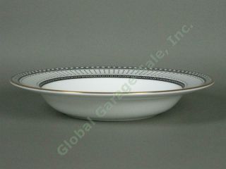 Rare Wedgwood Colonnade Black England Bone China 8 " Inch Rimmed Soup Bowl Exc,