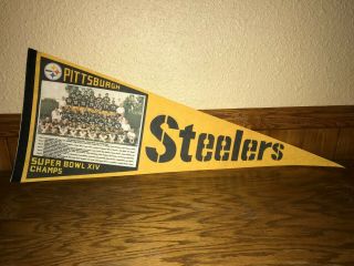 Rare Pittsburgh Steelers Bowl Xiv Champs Champions Team Photo Pennant