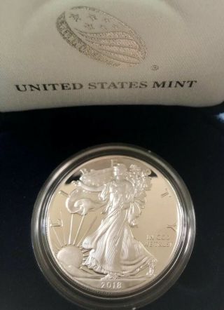 2018 - S 1 Oz Proof Silver American Eagle W/ Box & San Francisco (rare)