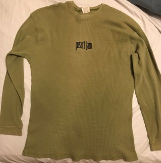 Pearl Jam Waffle Thermal Vintage Rare Green Long Sleeve Shirt