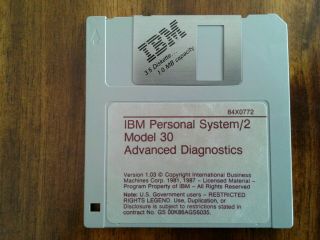 Ibm Personal System/2 Model 30 Advanced Diagnostics Diskette - Vintage/rare