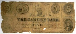 1848 The Camden Bank Oneida,  Ny $5 President W.  H.  Harrison Rare