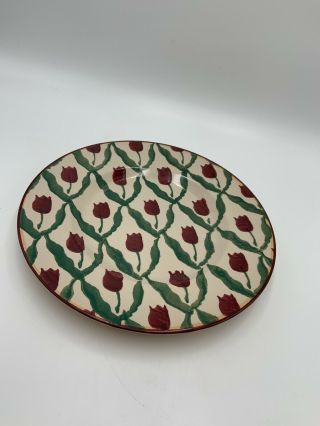 Nicholas Mosse Pottery Red Tulip Salad Plate Irish Spongeware Rare