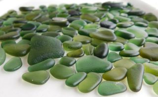 BEACH SEA GLASS OLIVE GREEN SURF TUMBLED HARD TO FIND RARE 3