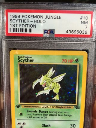 1st Edition Scyther Holo Rare 1999 WOTC Pokemon Card Jungle Set PSA 7 3