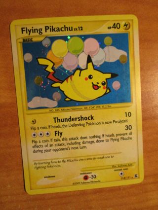 Nm Pokemon Flying Pikachu Card Rising Rivals Set 113/111 Secret Rare Holo Ap