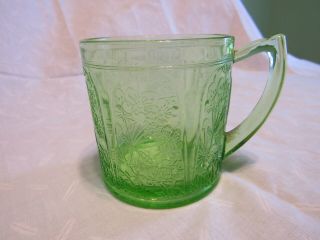 Cherry Blossom Depression Glass Rare Green Mugs By Jeanette Glass Co.