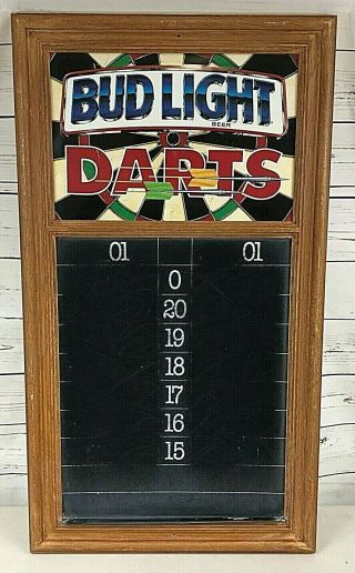 Bud Light Darts 1994 Score Board Keeper Bar Sign Chalkboard 31x17 " Vintage Rare