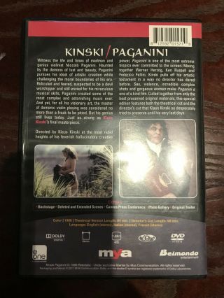 Paganini Klaus Kinski 2 - Disc Special Edition RARE DVD Mya Deborah Caprioglio 5