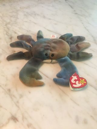 Rare & Retired Muted Colors Ty,  Claude The Crab Beanie Baby,  1996.