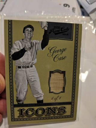 George Case Ultra Rare 1 Of 1 Panini Icons Bat Relic Vintage Wash Senators