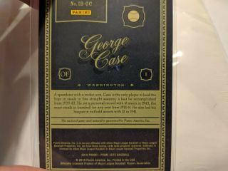 George Case Ultra Rare 1 of 1 Panini Icons Bat Relic Vintage Wash Senators 3