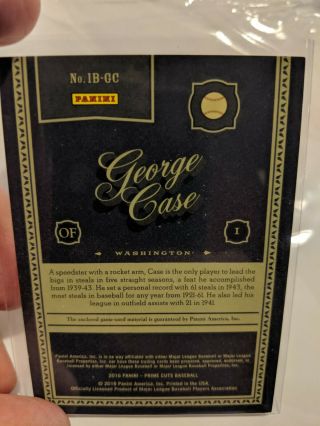George Case Ultra Rare 1 of 1 Panini Icons Bat Relic Vintage Wash Senators 4