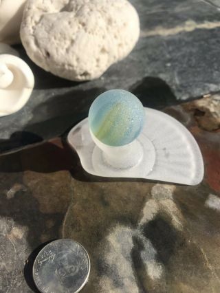 Beach Sea Glass Detailed Glass Bottom,  Shooter Swirl Rare Marble Must