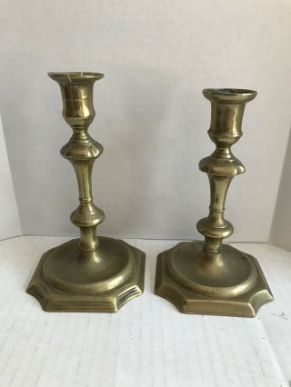Rare 18th Or 19th Century Antique Brass Candlestick Holder