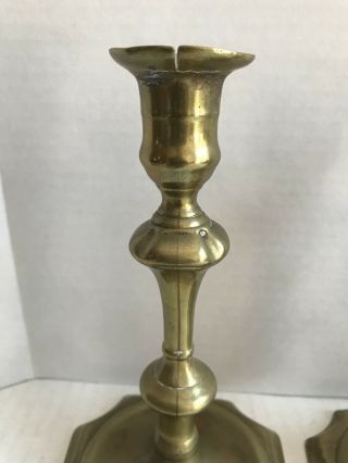 Rare 18th or 19th Century Antique Brass Candlestick Holder 2