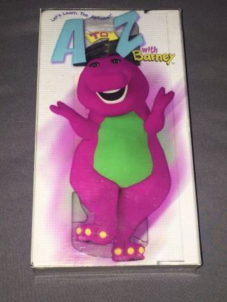 Rare Htf - A To Z With Barney Vhs Clear Sleeves White Tape Vg