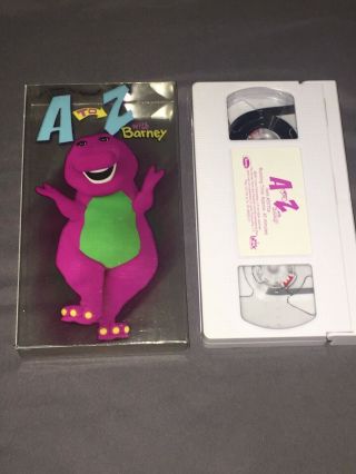 RARE HTF - A To Z With Barney VHS Clear Sleeves White Tape VG 2