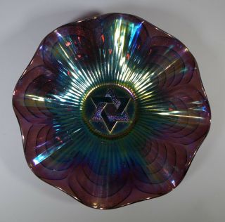Rare Imperial Carnival Glass Star Of David Bowl Masonic & Jewish Interest