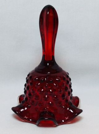 Fenton Art Glass Ruby Red Hobnail Crimped Bell 1117 5.  5 " H Rare Vintage Euc