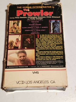 the Prowler Vhs Big Box Rare oop horror slasher 2