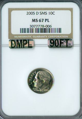 2005 - D Roosevelt Dime Ngc Mac Ms67 90ft Dmpl Sms Rare.