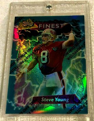 Steve Young 1995 Topps Finest Booster Refractor With Coating 175 Rare 49ers