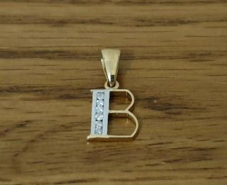 Rare - 9ct Yellow & White Gold - Letter " B " Initial Pendant -.