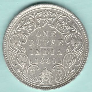 British India - 1880 - Victoria Empress - 0/1 Dot - One Rupee - Rare Coin